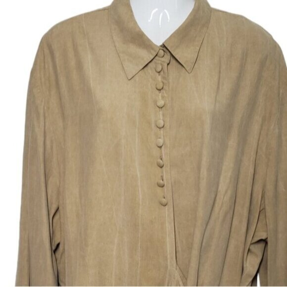 Joseph Ribkoff Bronze Tan Wrap Tunic Blouse Long Sleeve Top Plus Size - Picture 3 of 13